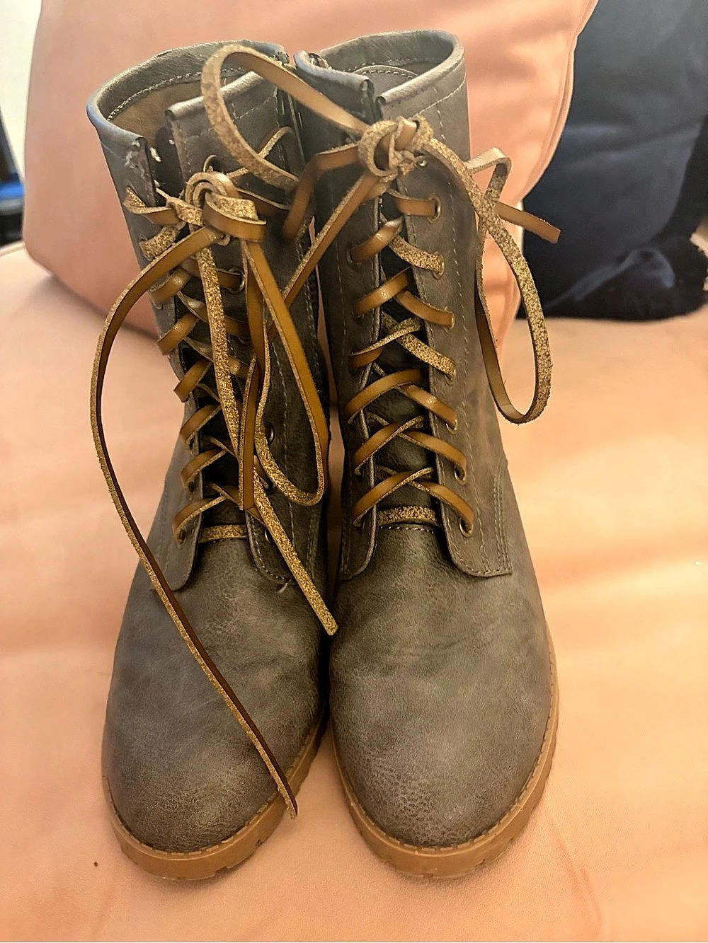 Brown Lace-Up Ankle Boots US 8